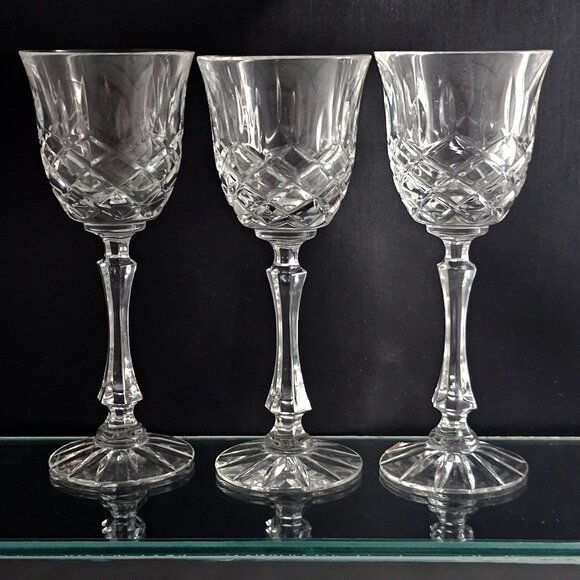 Royal Dartmouth Cut Glass Cordial Glasses 5.5" set-3 vintage elegant crystal - Picture 1 of 14